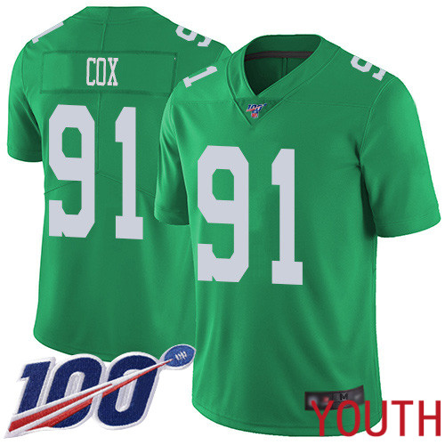 Youth Philadelphia Eagles 91 Fletcher Cox Limited Green Rush Vapor Untouchable NFL Jersey 100th Season Football
